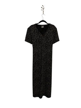 Vintage 90s Maxi Dress Tie Back Boho Grunge Whimsygoth Black Dainty Floral Tag